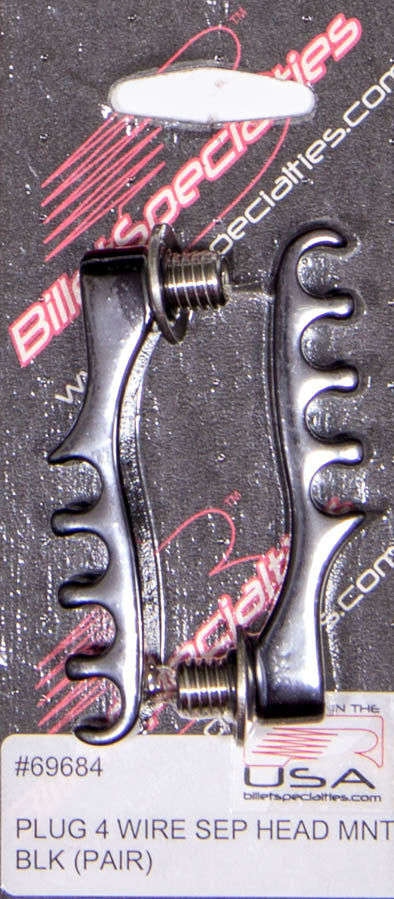 Billet Specialties Spark Plug Wire Loom - 4 Wire - Cylinder Head Mount - 8.5 mm - Aluminum - Black Anodized - Clip