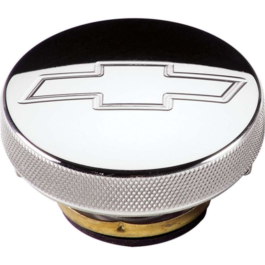 Billet Specialties Radiator Cap - 16 lb - Round - Knurled Grip - Bowtie Engrave - Aluminum - Polished - Each