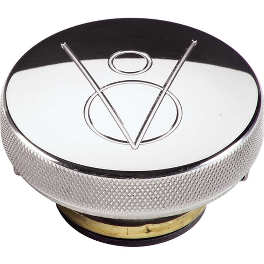 Billet Specialties Radiator Cap - 16 lb - Round - Knurled Grip - V8 Engrave - Aluminum - Polished - Each