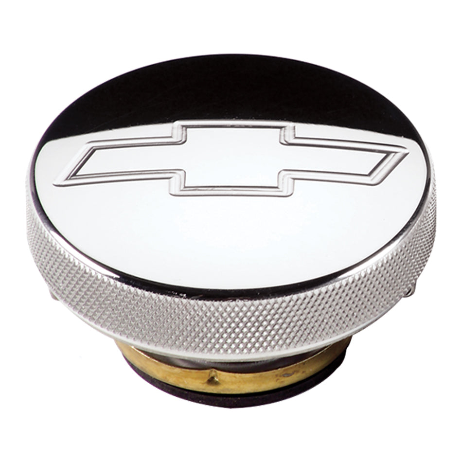 Billet Specialties Radiator Cap - 7 lb - Round - Knurled Grip - Bowtie Engrave - Aluminum - Polished - Each