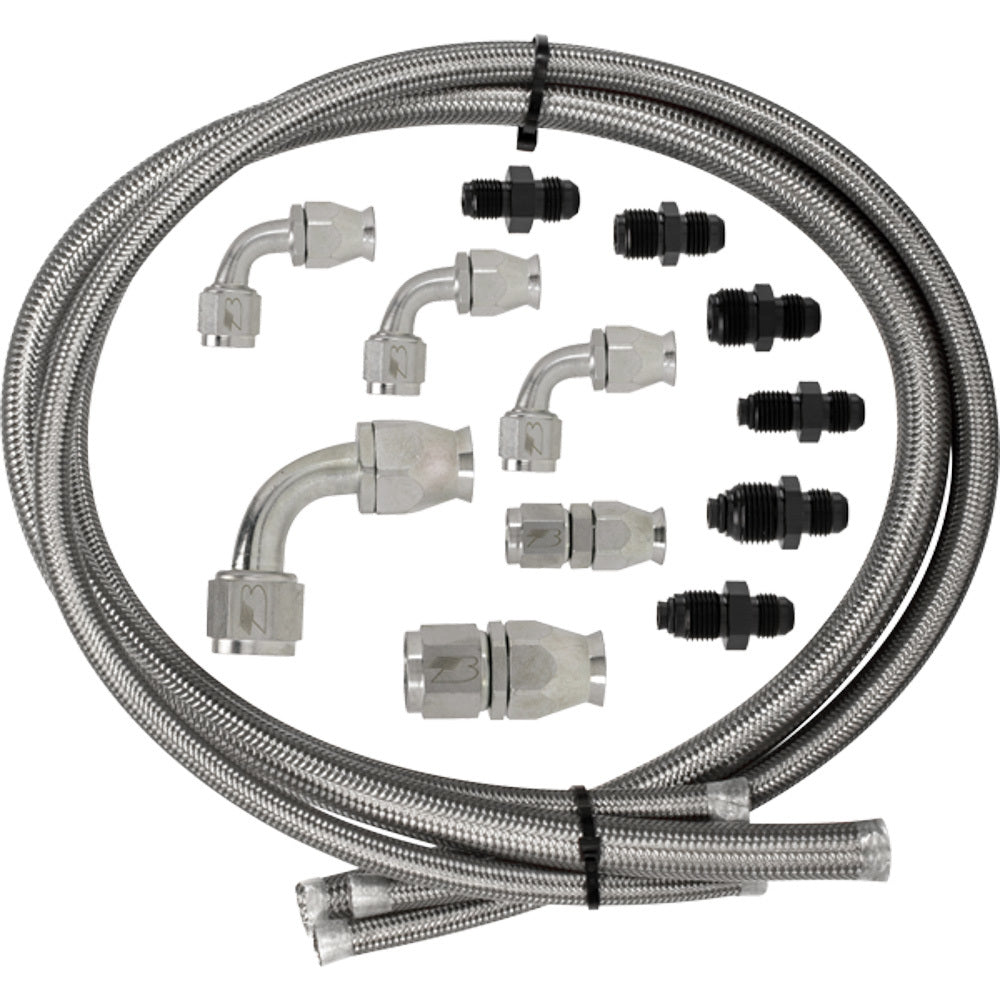 Billet Specialties Power Steering Hose Kit - 6 AN / 10 AN Fittings - Braided Stainless - GM Steering Box - Ford Type
