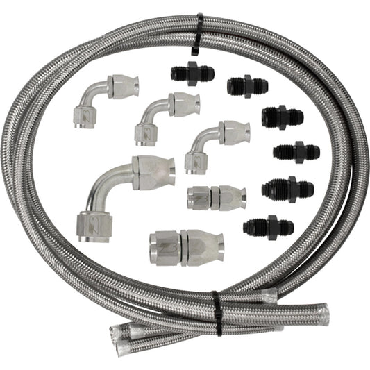 Billet Specialties Power Steering Hose Kit - 6 AN / 10 AN Fittings - Braided Stainless - GM Steering Box - Ford Type