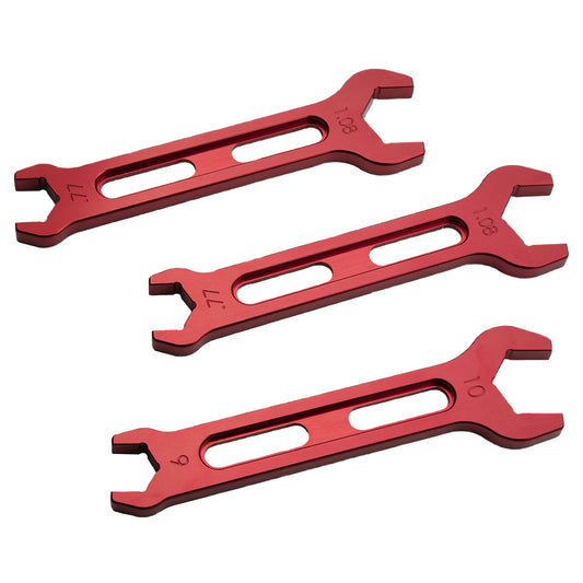 Billet Specialties AN Wrench Set - Double End - 3 Piece - 6 AN to 10 AN - Aluminum - Red Anodized - Kit