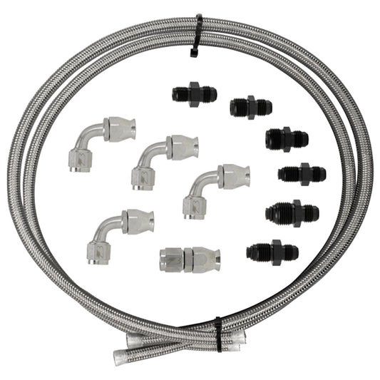 Billet Specialties Power Steering Hose Kit - Fittings - Braided Stainless - Rubber Hose - Pump Mount Style Reservoirs