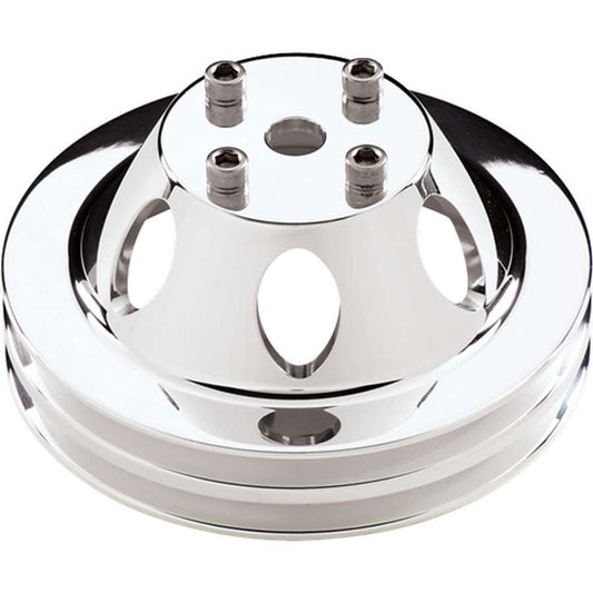 Billet Specialties Water Pump Pulley - V-Belt - 2 Groove - 6.438 in Diameter - Aluminum - Polished - Long Water Pump -