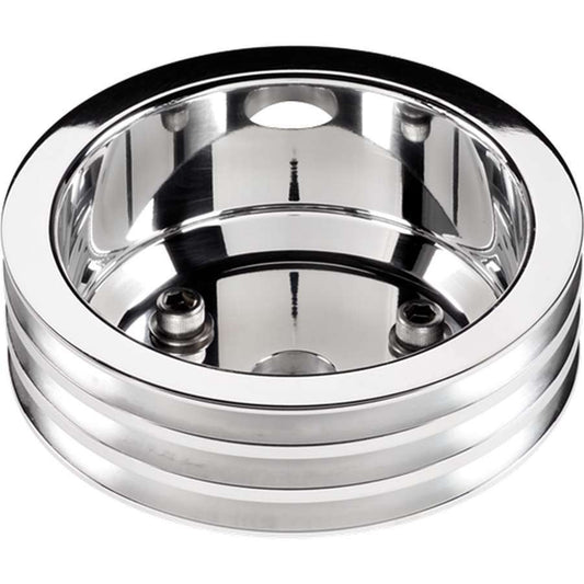 Billet Specialties Crankshaft Pulley - V-Belt - 3 Groove - 6.438 in Diameter - Hardware Included - Aluminum - Polished