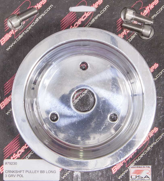 Billet Specialties Crankshaft Pulley - V-Belt - 3 Groove - 6.438 in Diameter - Hardware Included - Aluminum - Polished