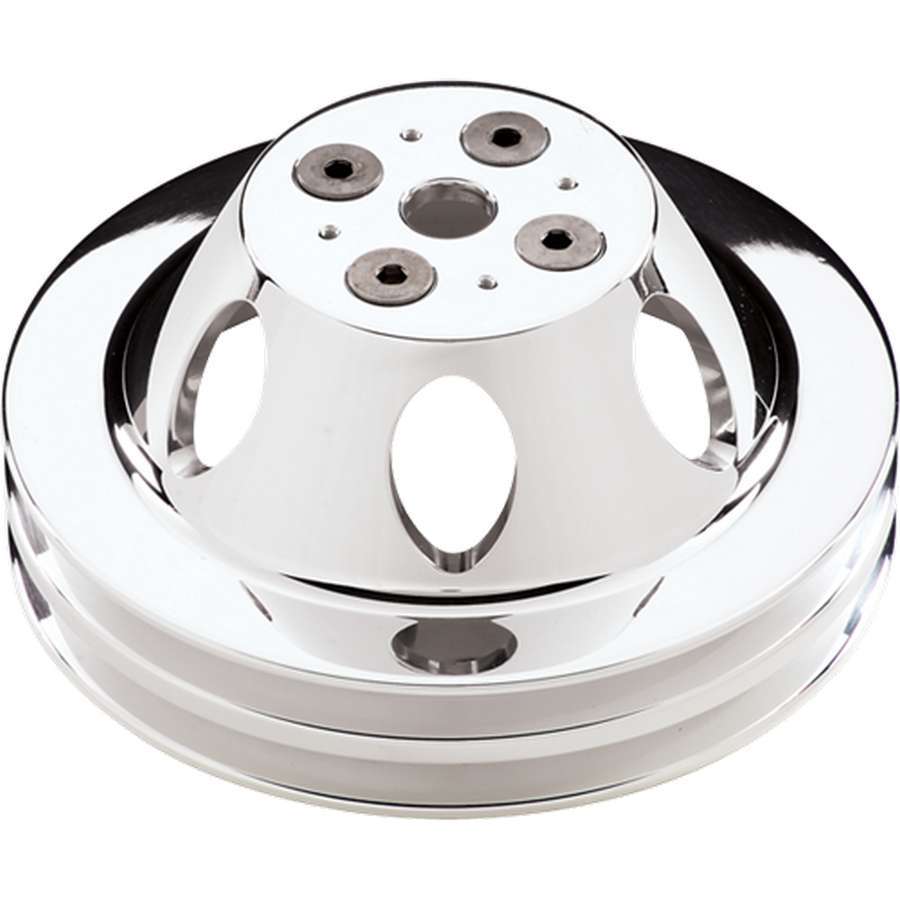Billet Specialties Water Pump Pulley - V-Belt - 2 Groove - 6.438 in Diameter - Aluminum - Polished - Short Water Pump