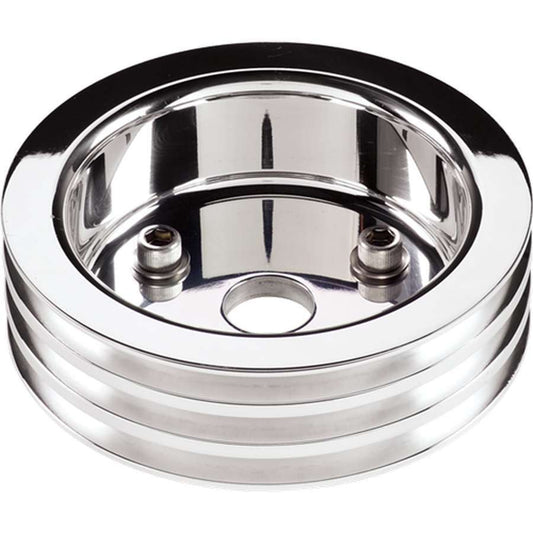 Billet Specialties Crankshaft Pulley - V-Belt - 3 Groove - 6.438 in Diameter - Hardware Included - Aluminum - Polished