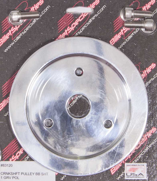Billet Specialties Crankshaft Pulley - V-Belt - 1 Groove - 6.438 in Diameter - Hardware Included - Aluminum - Polished
