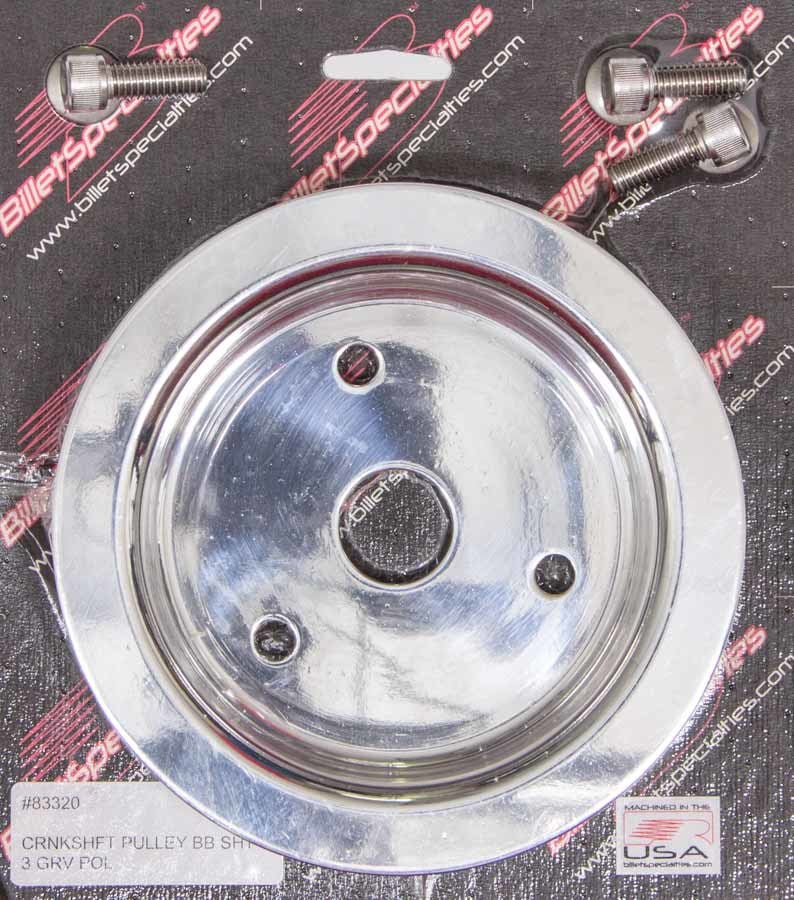 Billet Specialties Crankshaft Pulley - V-Belt - 3 Groove - 6.438 in Diameter - Hardware Included - Aluminum - Polished