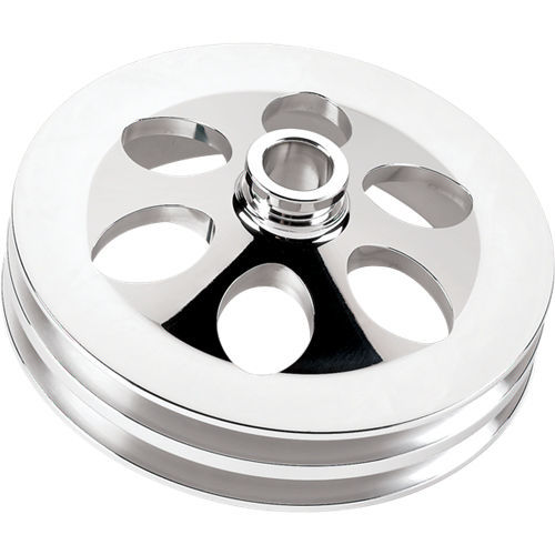 Billet Specialties Power Steering Pump Pulley - V-Belt - 2 Groove - Press-On - 6 in Diameter - Aluminum - Polished -