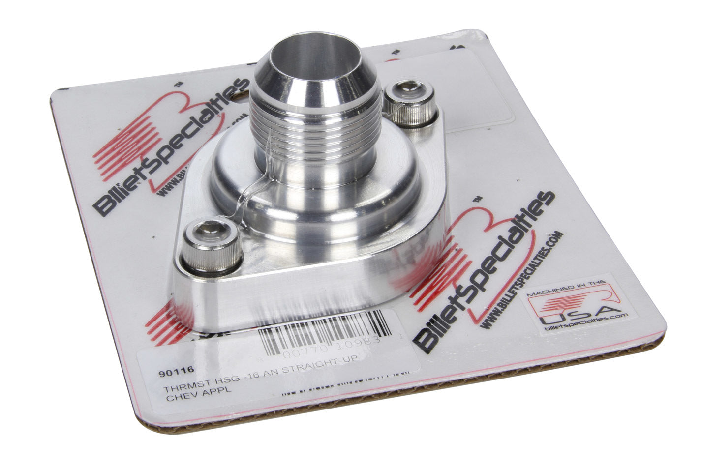 Billet Specialties Water Neck - Straight - 16 AN Male - Hardware / O-Ring Included - Aluminum - Natural - Small Block