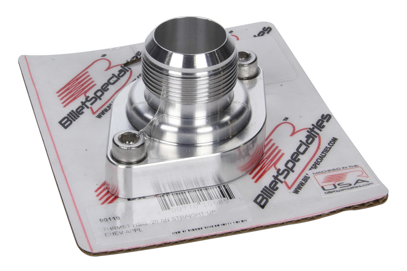 Billet Specialties Water Neck - Straight - 20 AN Male - Hardware / O-Ring Included - Aluminum - Natural - Small Block