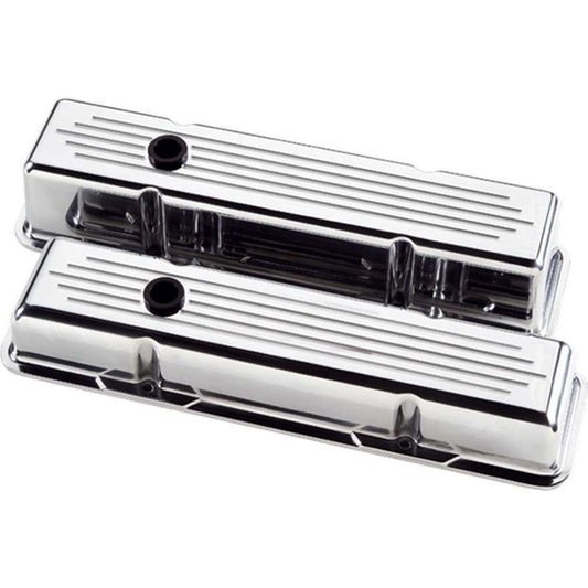 Billet Specialties Valve Cover - Tall - Ball Milled - Baffled - Breather Hole - Grommets - Aluminum - Polished - Small