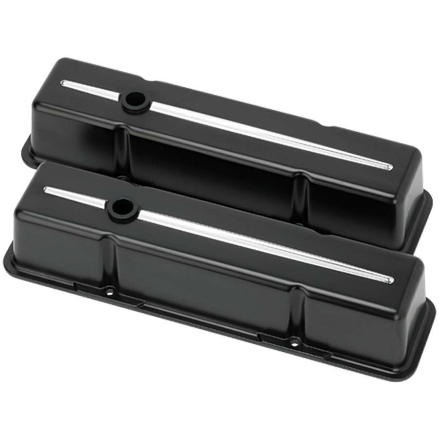 Billet Specialties Valve Cover - Streamline - Tall - Baffled - Grommets - Machined Accent - Aluminum - Black Powder