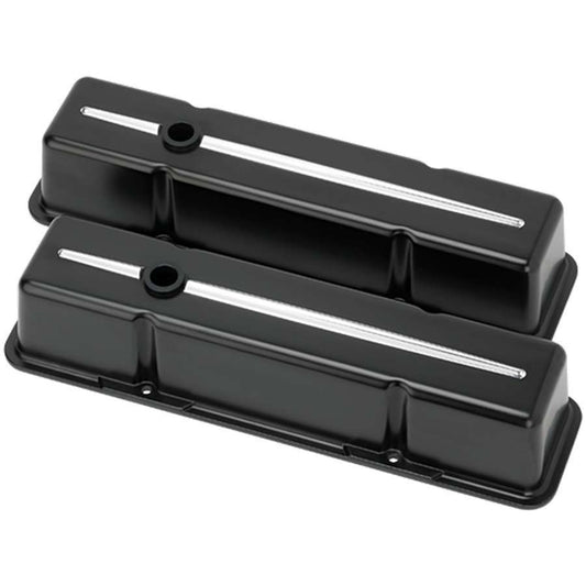 Billet Specialties Valve Cover - Streamline - Tall - Baffled - Grommets - Machined Accent - Aluminum - Black Powder