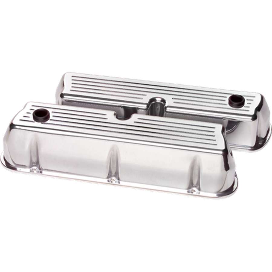 Billet Specialties Valve Cover - Tall - Ball Milled - Baffled - Grommets - Aluminum - Polished - Small Block Ford - Pair