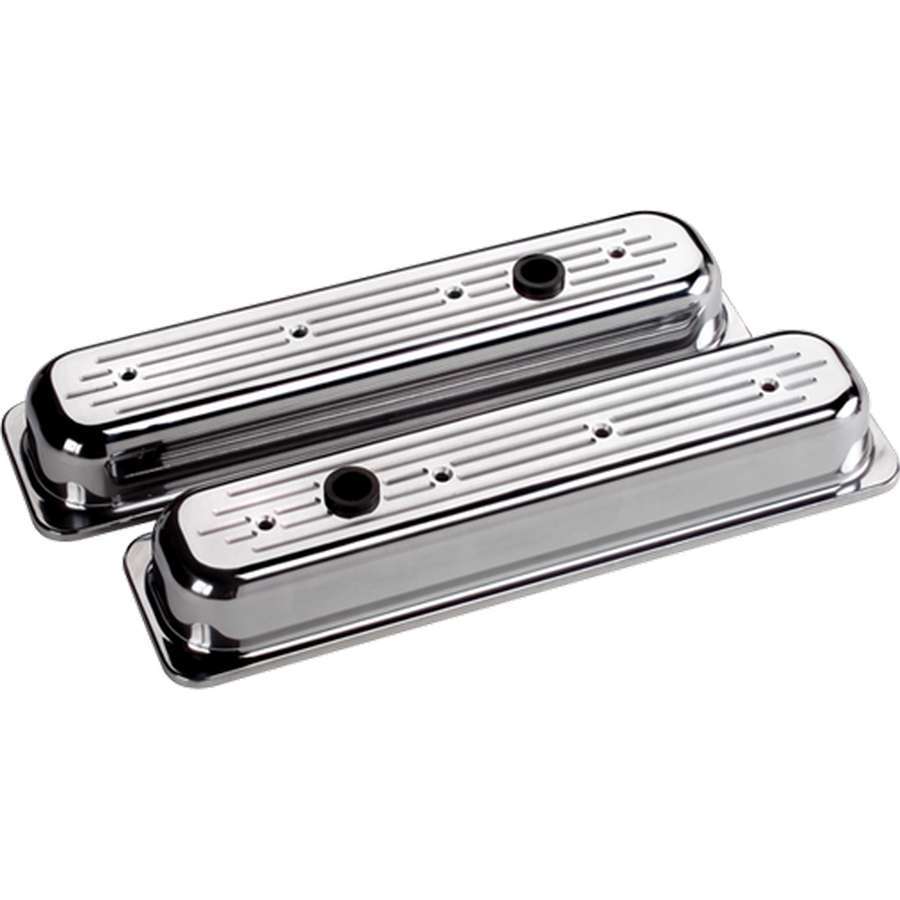Billet Specialties Valve Cover - Stock Height - Ball Milled - Baffled - Breather Hole - Grommets - Aluminum - Polished