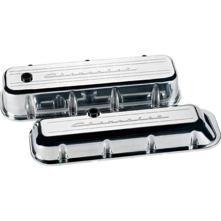 Billet Specialties Valve Cover - Tall - Ball Milled - Baffled - Breather Hole - Grommets - Chevrolet Logo - Aluminum -