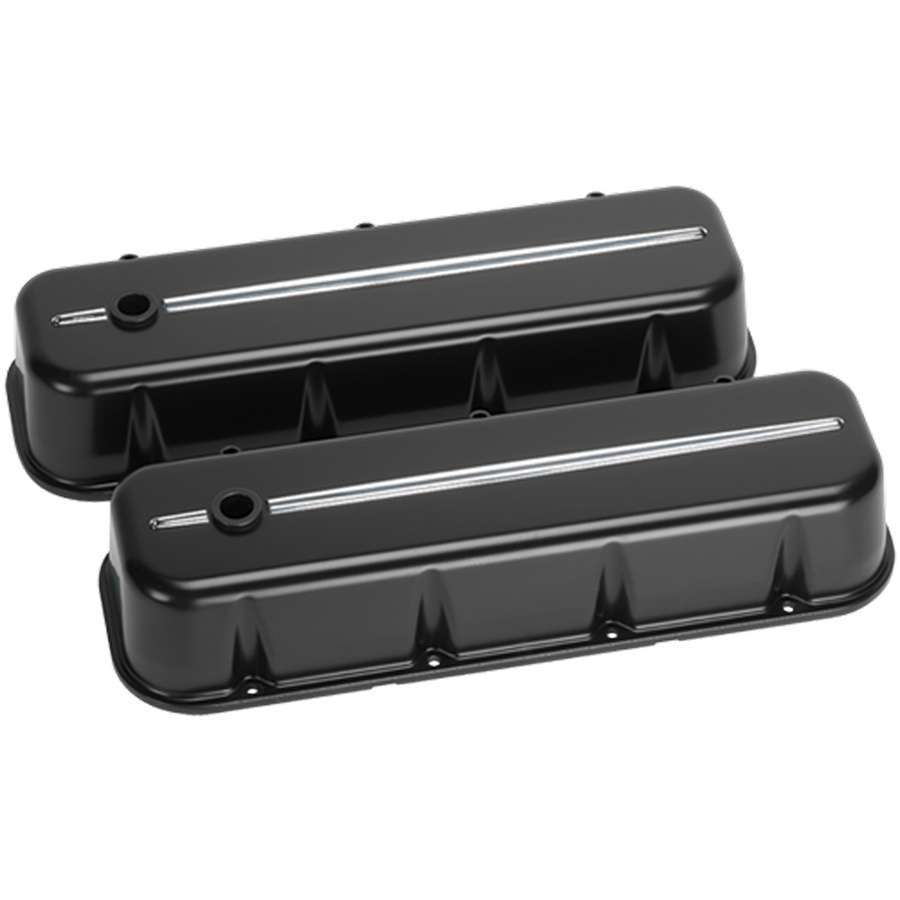 Billet Specialties Valve Cover - Streamline - Tall - Baffled - Grommets - Machined Accent - Aluminum - Black Powder