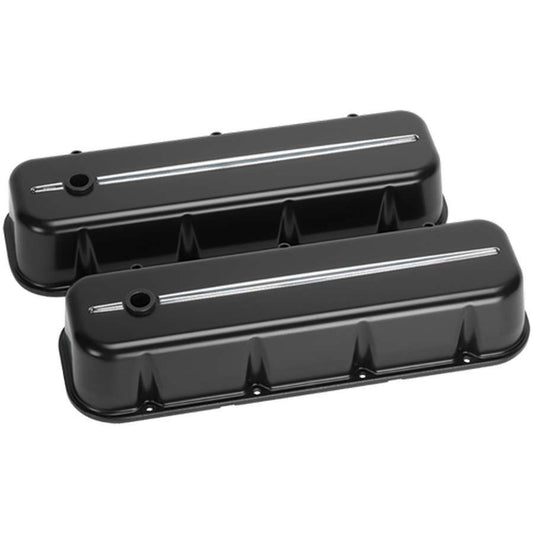 Billet Specialties Valve Cover - Streamline - Tall - Baffled - Grommets - Machined Accent - Aluminum - Black Powder
