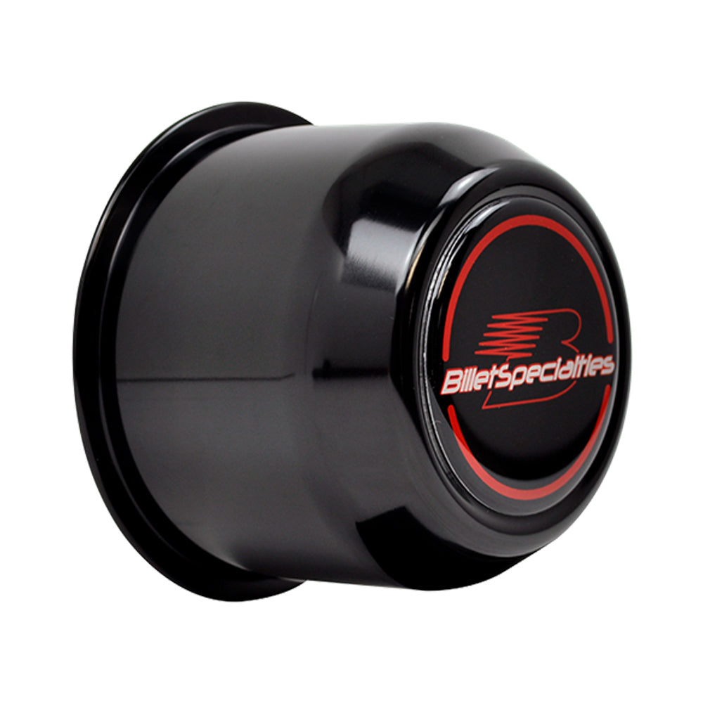 Billet Specialties Wheel Center Cap - OE Replacement - 2.50 in Tall - Closed End - Black - Billet Logo - Each