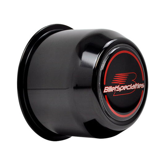 Billet Specialties Wheel Center Cap - OE Replacement - 2.50 in Tall - Closed End - Black - Billet Logo - Each