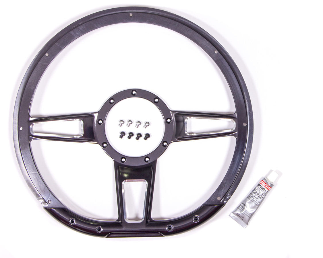 Billet Specialties Steering Wheel - Formula - 14 in Diameter - D-Shaped - 2 in Dish - 3-Spoke - Milled Finger Notches
