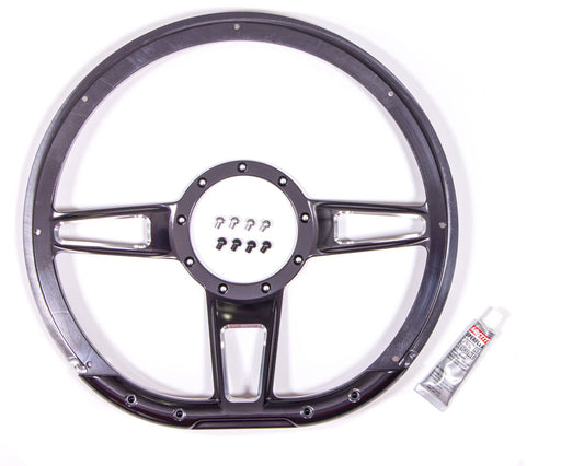 Billet Specialties Steering Wheel - Formula - 14 in Diameter - D-Shaped - 2 in Dish - 3-Spoke - Milled Finger Notches