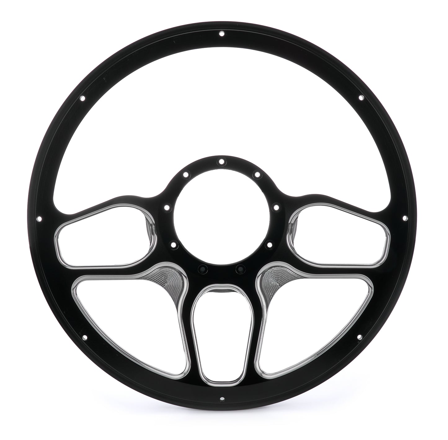 Billet Specialties Steering Wheel - Win Lite - 14 in Diameter - 2 in Dish - 6 Spoke - Milled Finger Notches - Aluminum