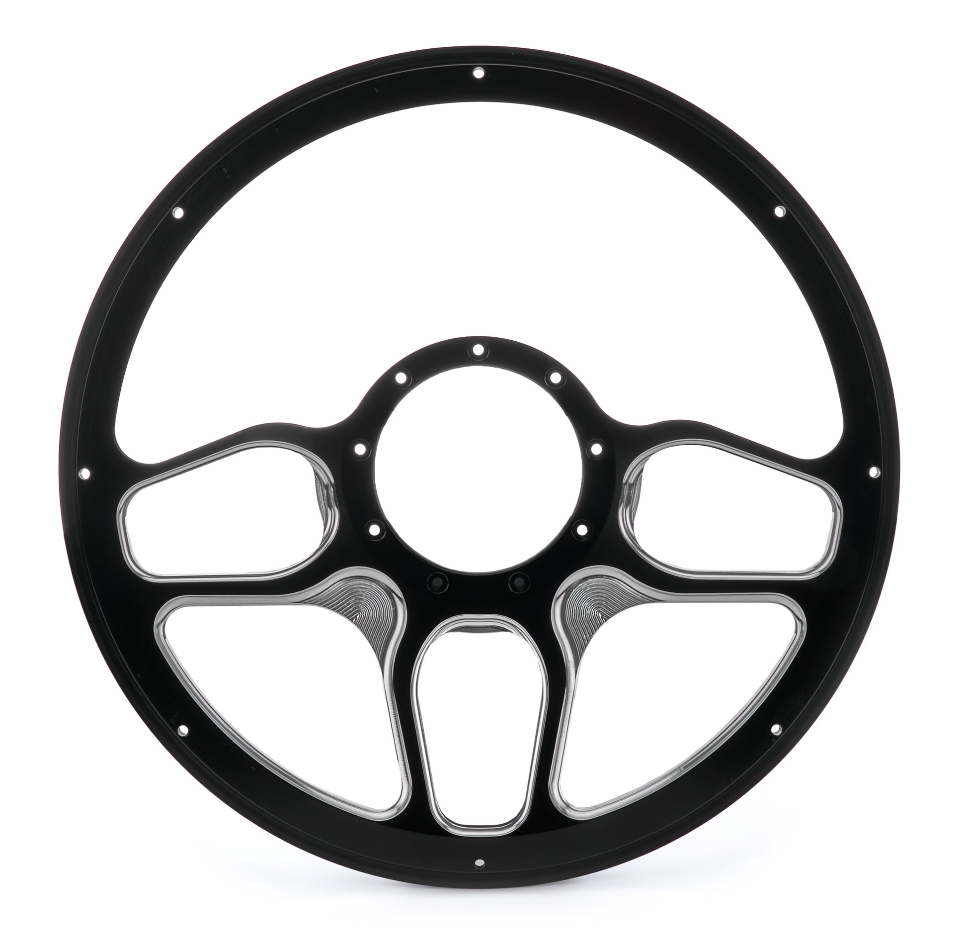 Billet Specialties Steering Wheel - Win Lite - 14 in Diameter - 2 in Dish - 6 Spoke - Milled Finger Notches - Aluminum