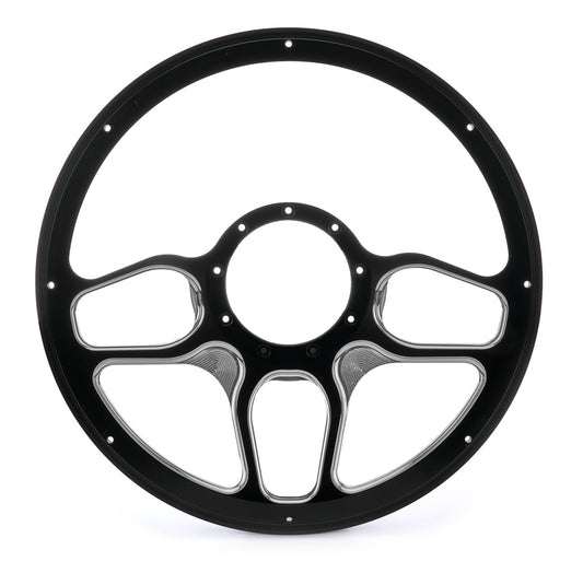 Billet Specialties Steering Wheel - Win Lite - 14 in Diameter - 2 in Dish - 6 Spoke - Milled Finger Notches - Aluminum