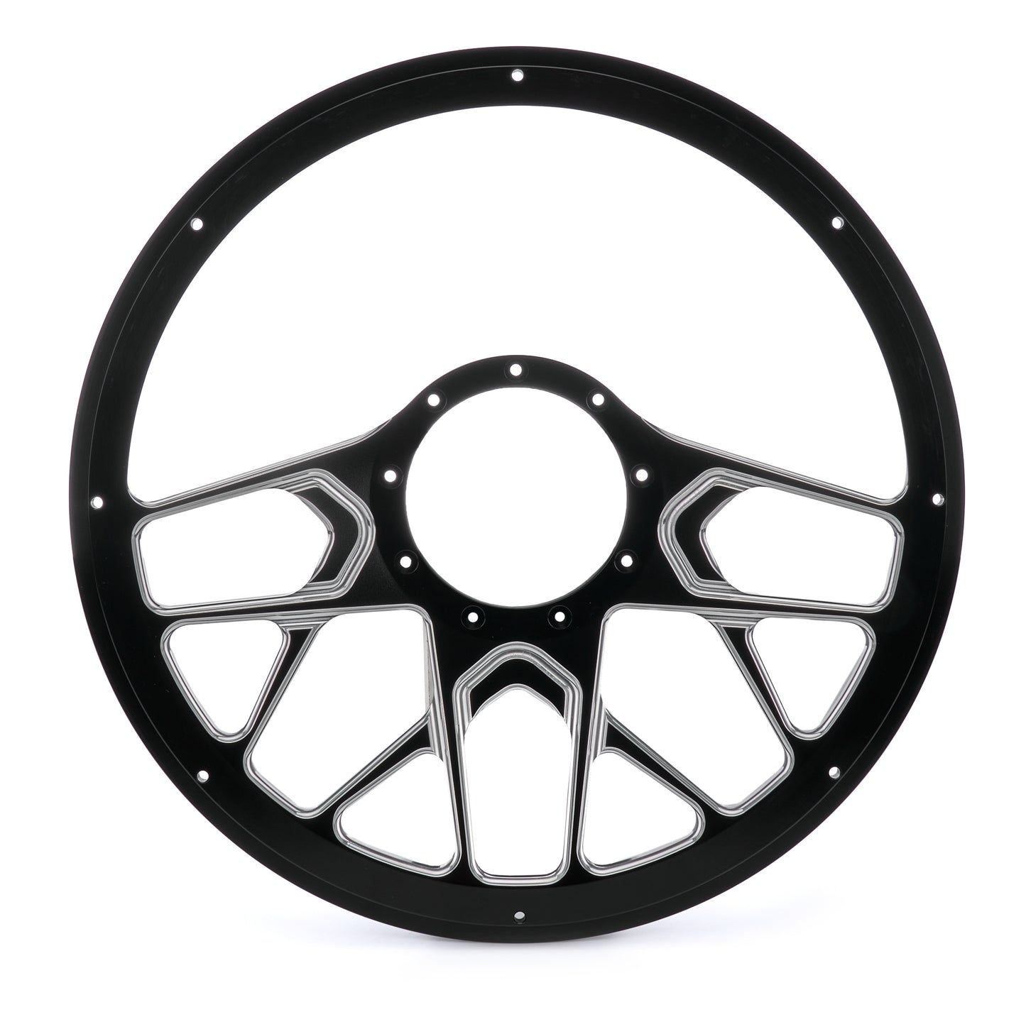 Billet Specialties Steering Wheel - Redline - 14 in Diameter - 2 in Dish - 10 Spoke - Milled Finger Notches - Aluminum