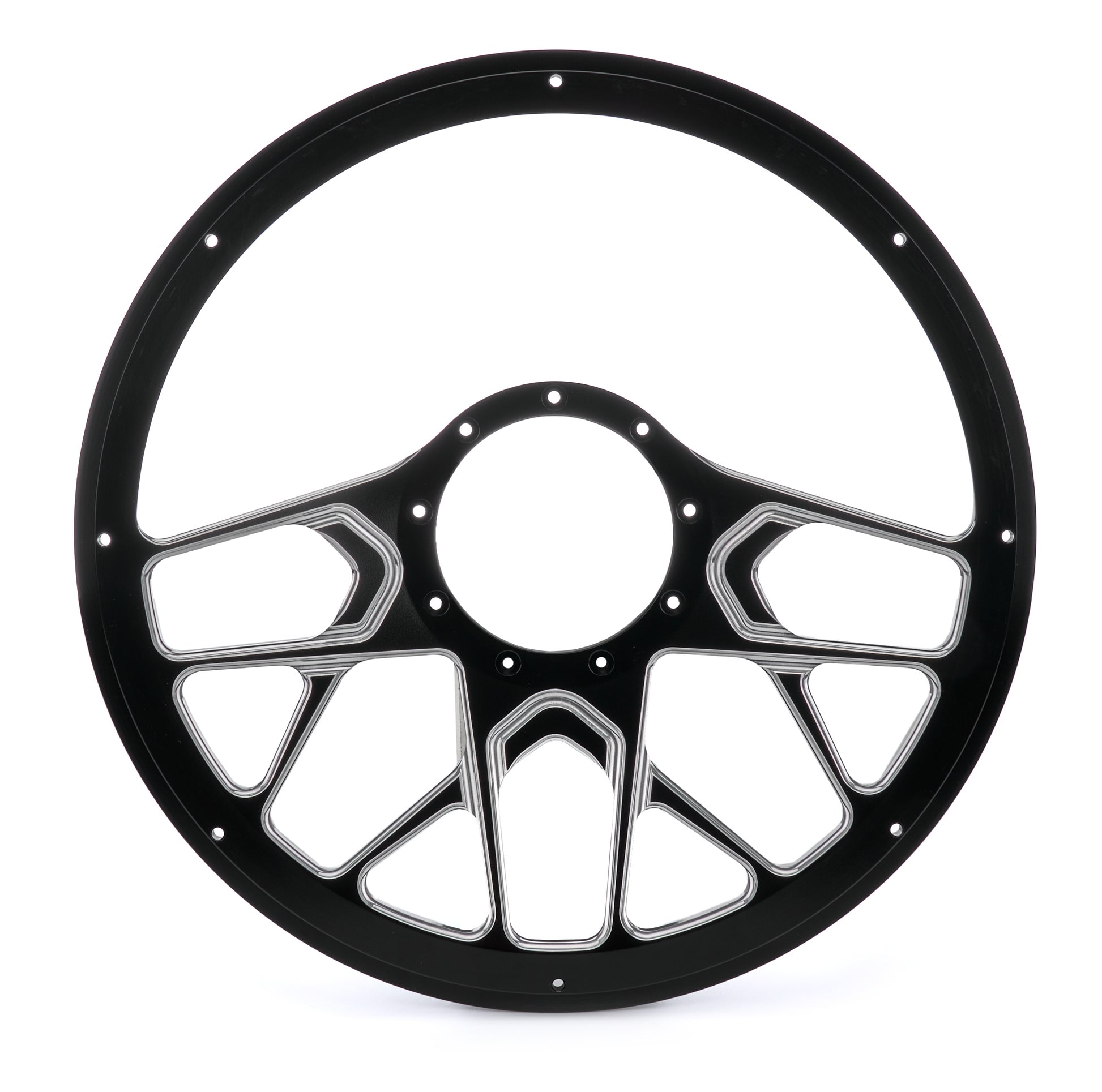 Billet Specialties Steering Wheel - Redline - 14 in Diameter - 2 in Dish - 10 Spoke - Milled Finger Notches - Aluminum