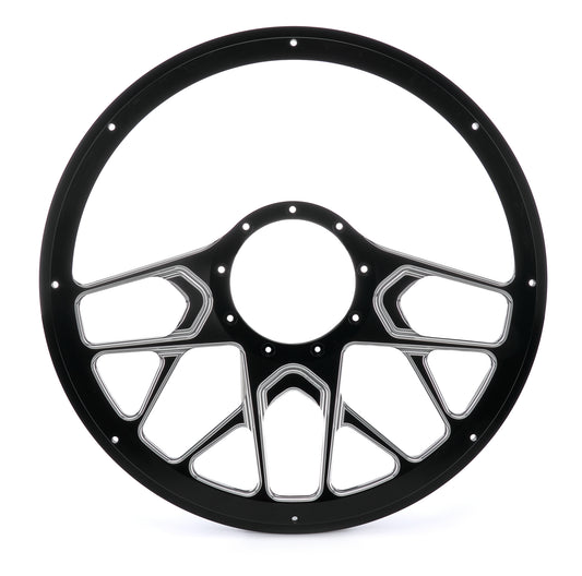 Billet Specialties Steering Wheel - Redline - 14 in Diameter - 2 in Dish - 10 Spoke - Milled Finger Notches - Aluminum