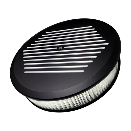 Billet Specialties Air Cleaner Assembly - 14 in Round - 3 in Element - 5-1/8 in Carb Flange - Dropped Base - Ball