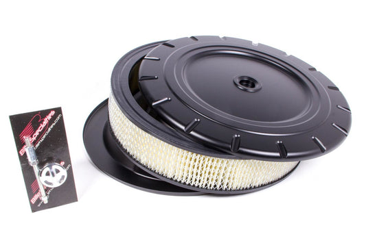Billet Specialties Air Cleaner Assembly - Vintage - 14 in Round - 3 in Element - 5-1/8 in Carb Flange - Dropped Base -