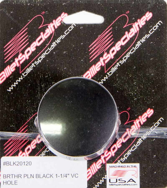 Billet Specialties Breather - Push-In - Round - 1-1/4 in Hole - Aluminum - Black Anodized / Polished - Each