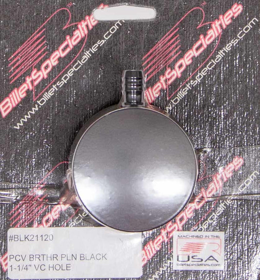 Billet Specialties Breather - Push-In - Round - 1-1/4 in Hole - PCV - 3/8 in Hose Evacuation Fitting - Aluminum -