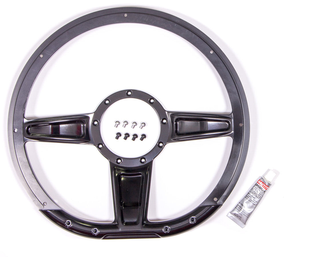 Billet Specialties Steering Wheel - Camber - 14 in Diameter - D-Shaped - 2 in Dish - 3-Spoke - Milled Finger Notches -