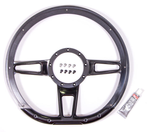 Billet Specialties Steering Wheel - Formula - 14 in Diameter - D-Shaped - 2 in Dish - 3-Spoke - Milled Finger Notches