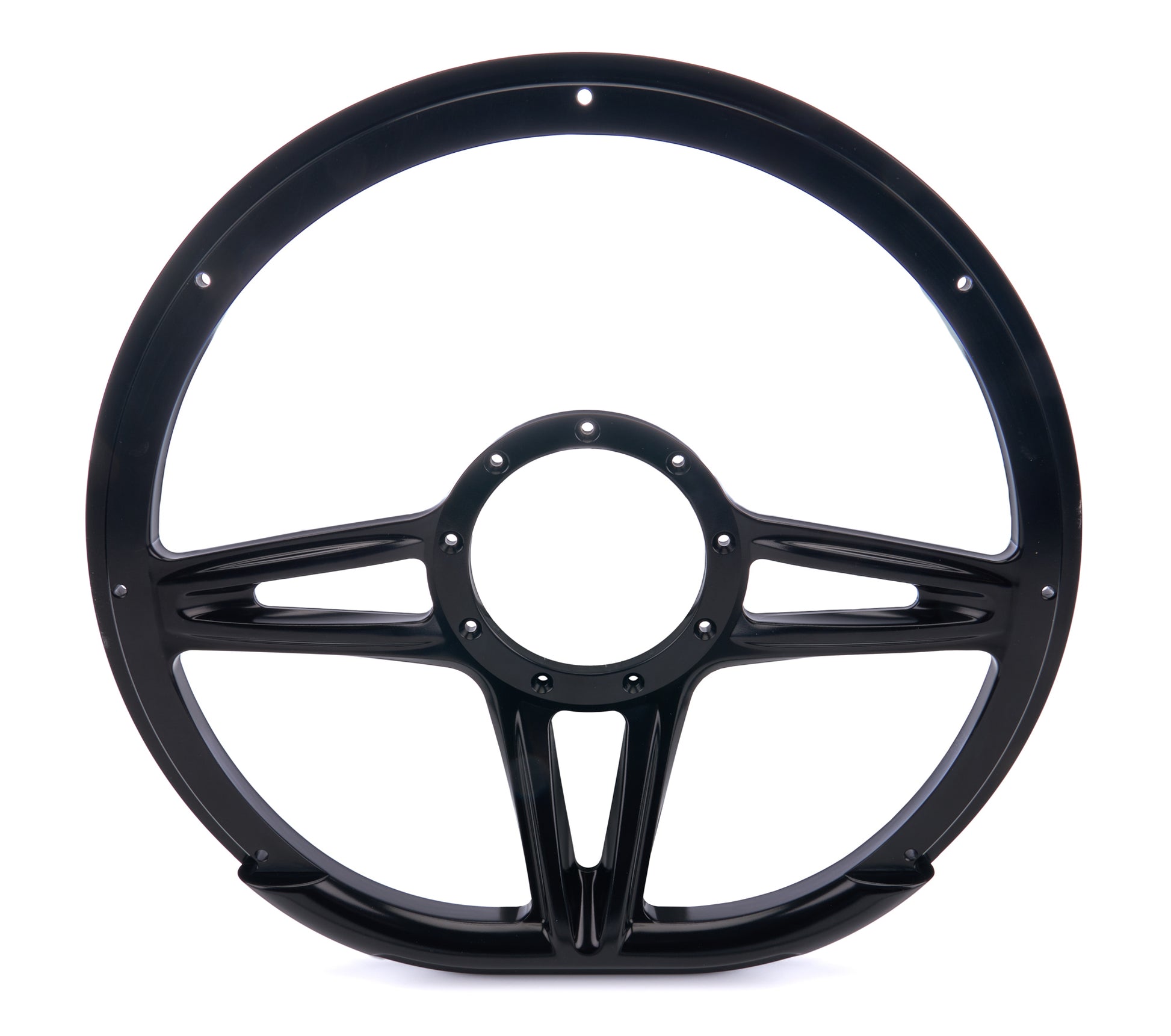 Billet Specialties Steering Wheel - Victory - D-Shape - 14 in Diameter - 2 in Dish - 3-Spoke - Milled Finger Notches -
