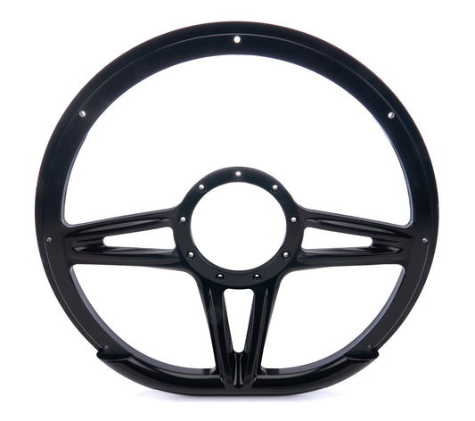 Billet Specialties Steering Wheel - Victory - D-Shape - 14 in Diameter - 2 in Dish - 3-Spoke - Milled Finger Notches -