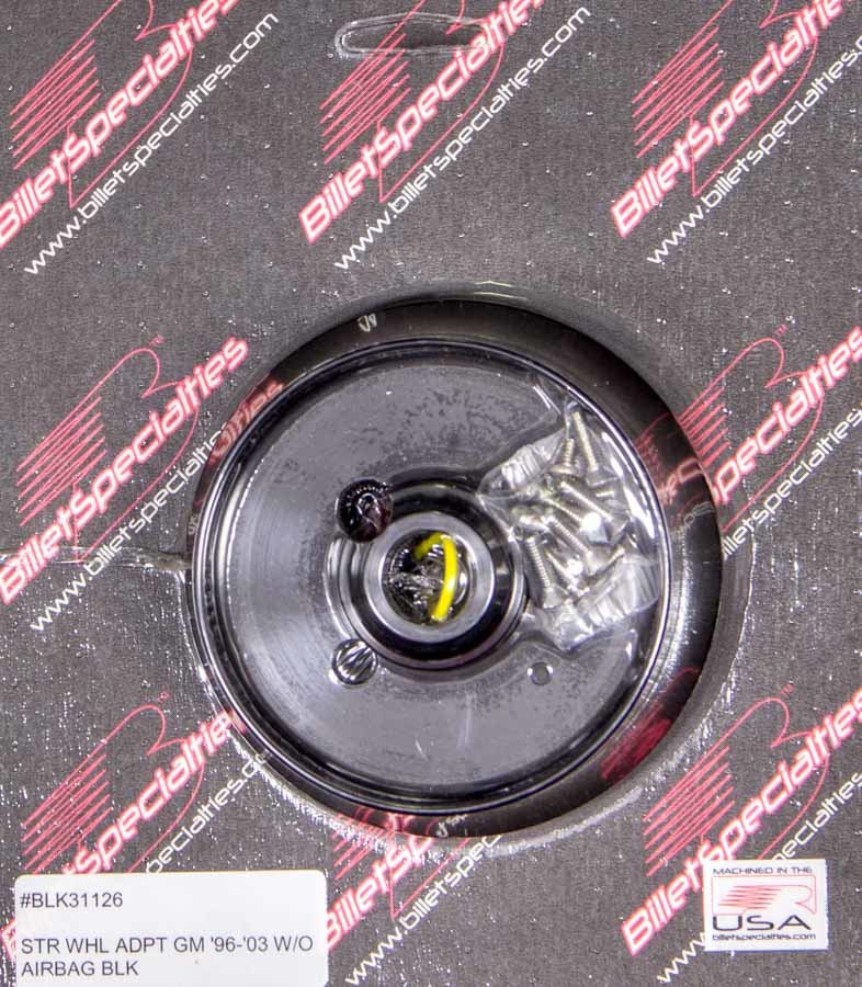 Billet Specialties Steering Wheel Adapter - Polished Stainless Hardware - Aluminum - Black Anodized - GM 1996-2003
