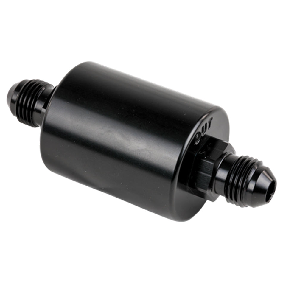 Billet Specialties Fuel Filter - In-Line - 40 Micron - Stainless Element - 6 AN Male to 6 AN Male - Aluminum - Black