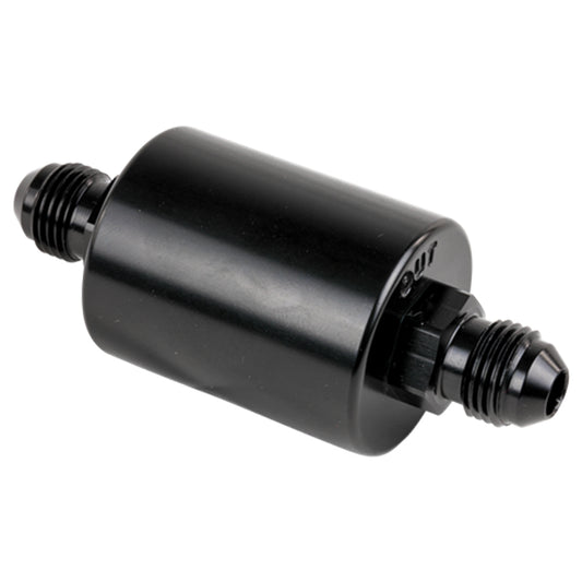Billet Specialties Fuel Filter - In-Line - 40 Micron - Stainless Element - 6 AN Male to 6 AN Male - Aluminum - Black