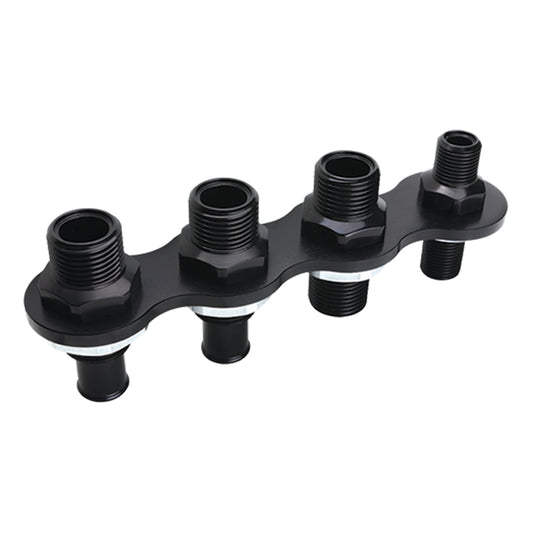 Billet Specialties Bulkhead Plate - AC and Heater - 4 Port - Inline - Two 10 AN Male to 5/8 in Hose Barb - One 10 AN