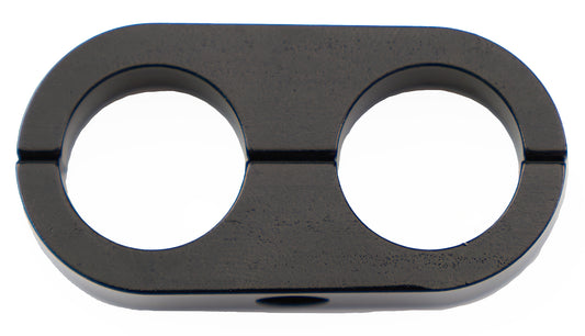 Billet Specialties Hose / Tube Separators - Two 0.625 in Holes - Stainless Hardware - Aluminum - Black Anodized - Each