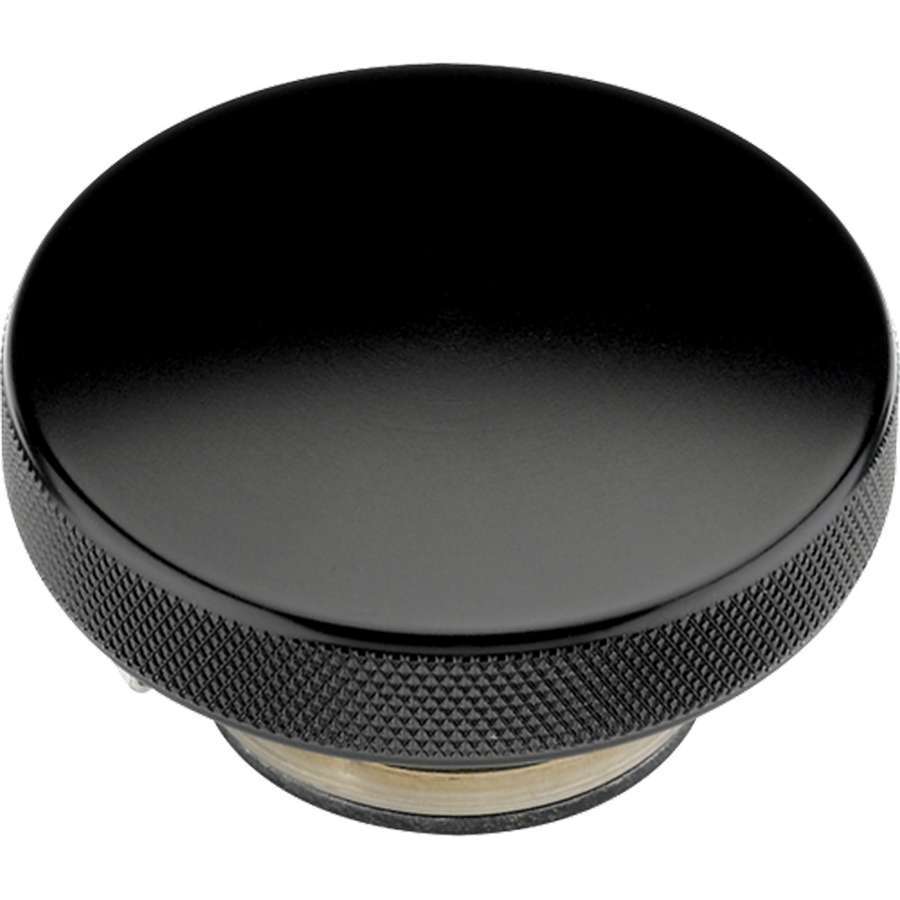 Billet Specialties Radiator Cap - 16 lb - Round - Knurled Grip - Aluminum - Smooth - Black Anodized - Each